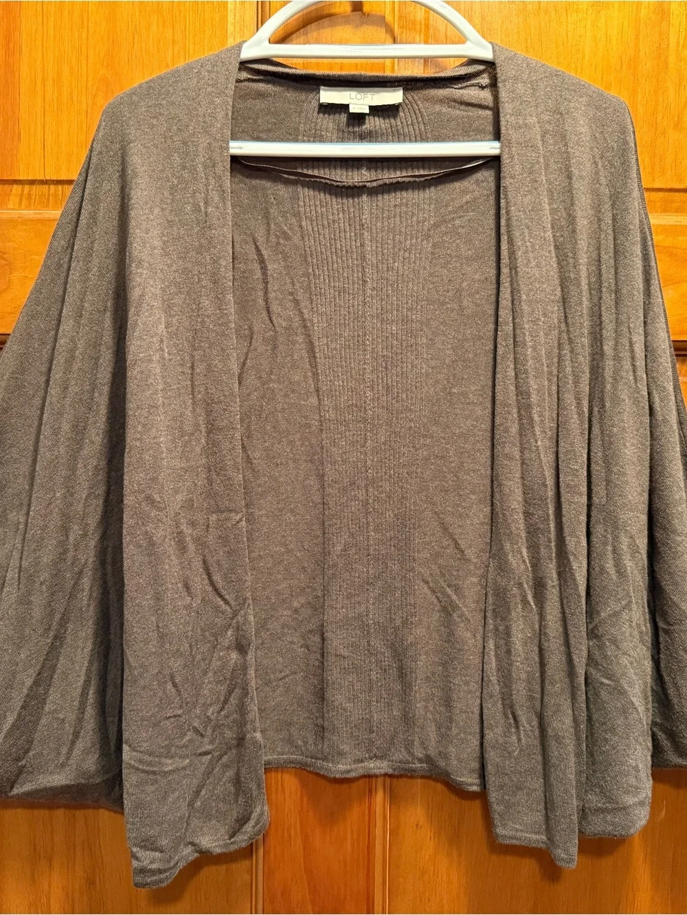 LOFT Charcoal Gray Draped Open-Front Cardigan